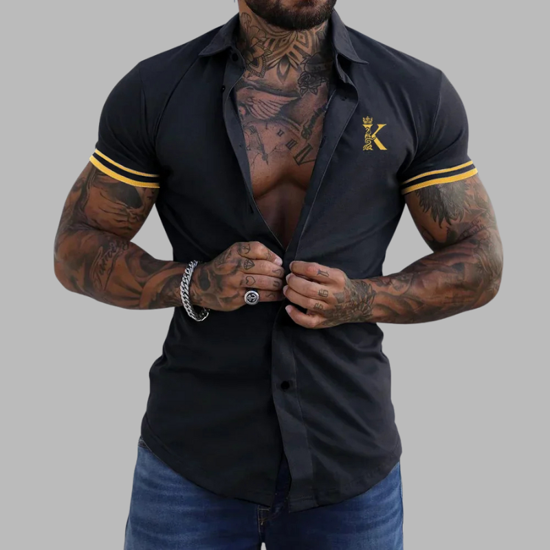 Herren Slim Fit Kurzarmhemd mit Knopfleiste – Lässige Eleganz für jeden Tag