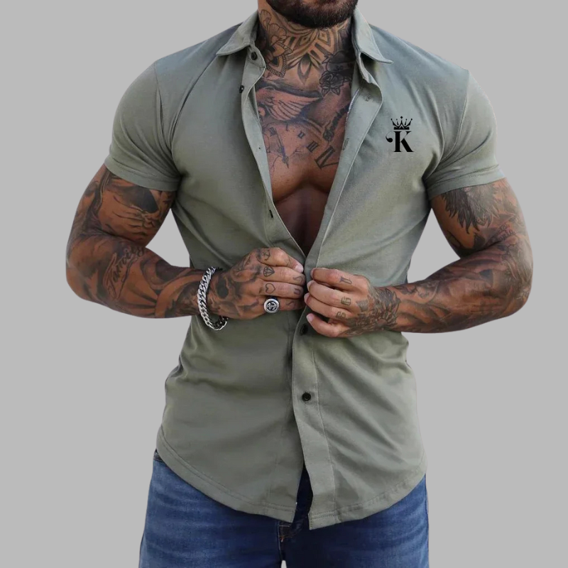 Herren Slim Fit Kurzarmhemd mit Knopfleiste – Lässige Eleganz für jeden Tag