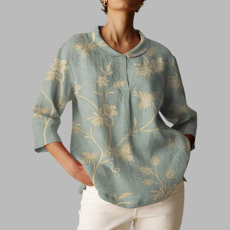 Elegante Damenbluse mit Blumenmuster und kurzen Ärmeln – leichtes bedrucktes Oberteil