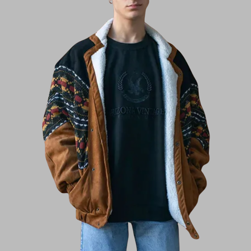 Übergroße Fleecejacke für Herren – Gemütliche Streetwear mit Tribal-Muster