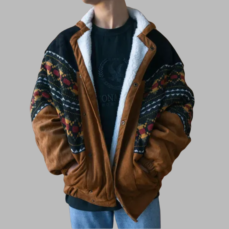 Übergroße Fleecejacke für Herren – Gemütliche Streetwear mit Tribal-Muster