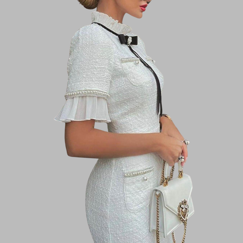 Vintage-Tweedkleid für Damen mit Schleifendetail – zeitlos schicker Stil