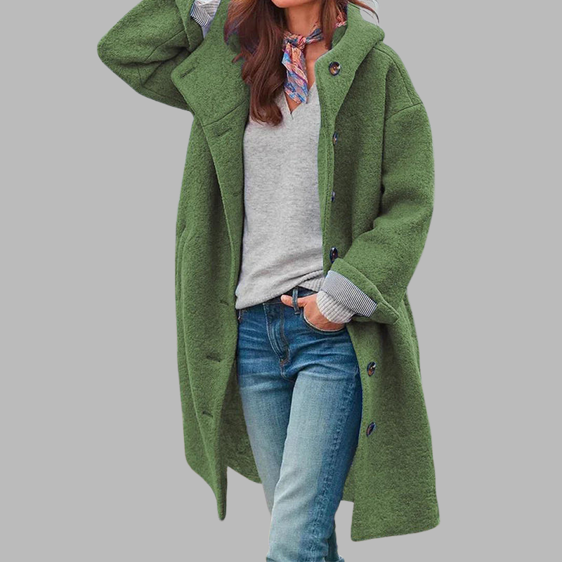 Dicker Wintermantel für Damen mit Knopfverschluss – Elegante warme Oberbekleidung