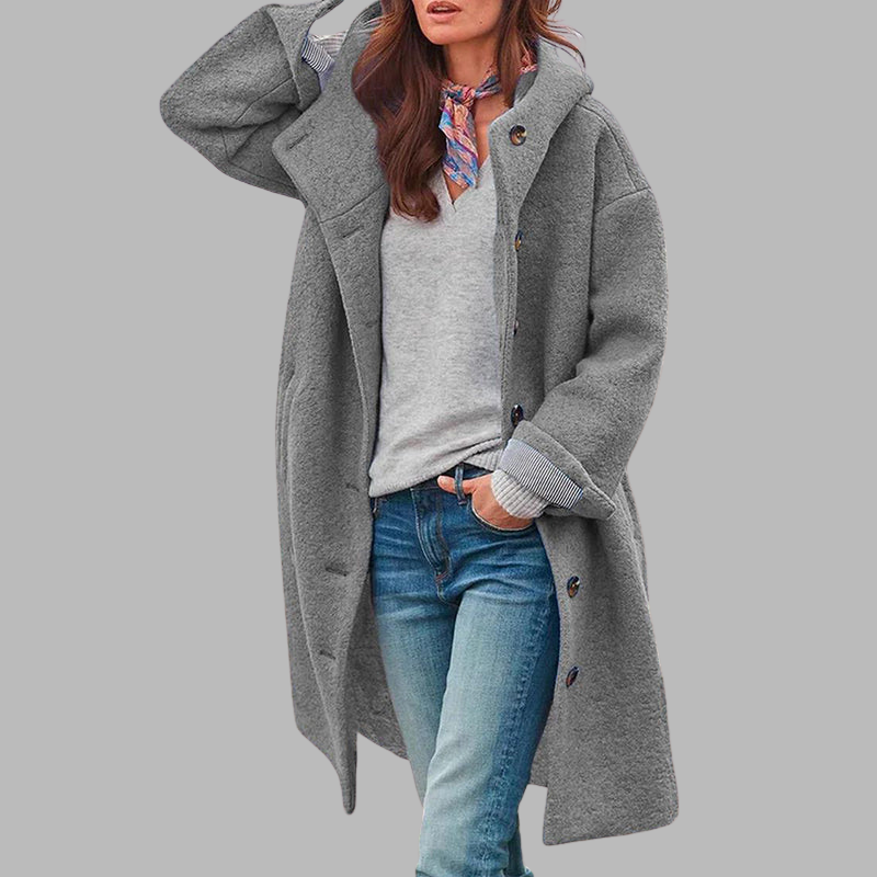 Dicker Wintermantel für Damen mit Knopfverschluss – Elegante warme Oberbekleidung