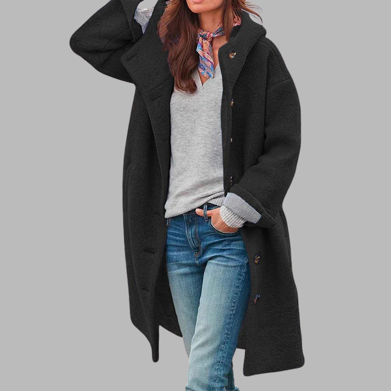 Dicker Wintermantel für Damen mit Knopfverschluss – Elegante warme Oberbekleidung