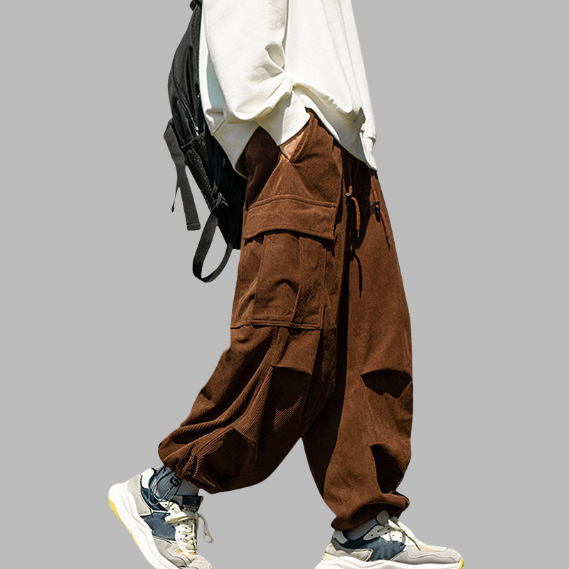 Herren-Cargohose aus Cord im Relaxed Fit mit Multi-Pocket-Design – Lässiger Streetwear-Komfort