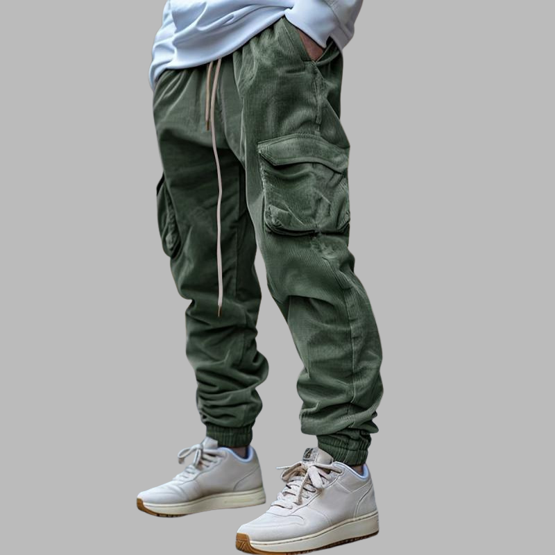 Herren-Cargohose aus Cord – Relaxed Fit mit elastischem Bund und praktischen Taschen