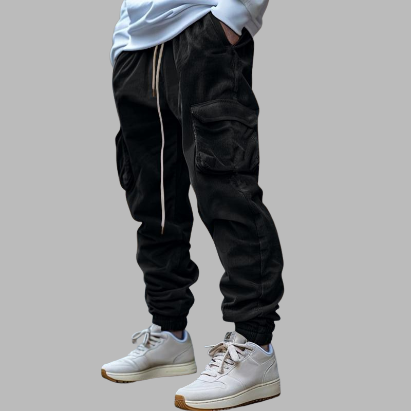 Herren-Cargohose aus Cord – Relaxed Fit mit elastischem Bund und praktischen Taschen