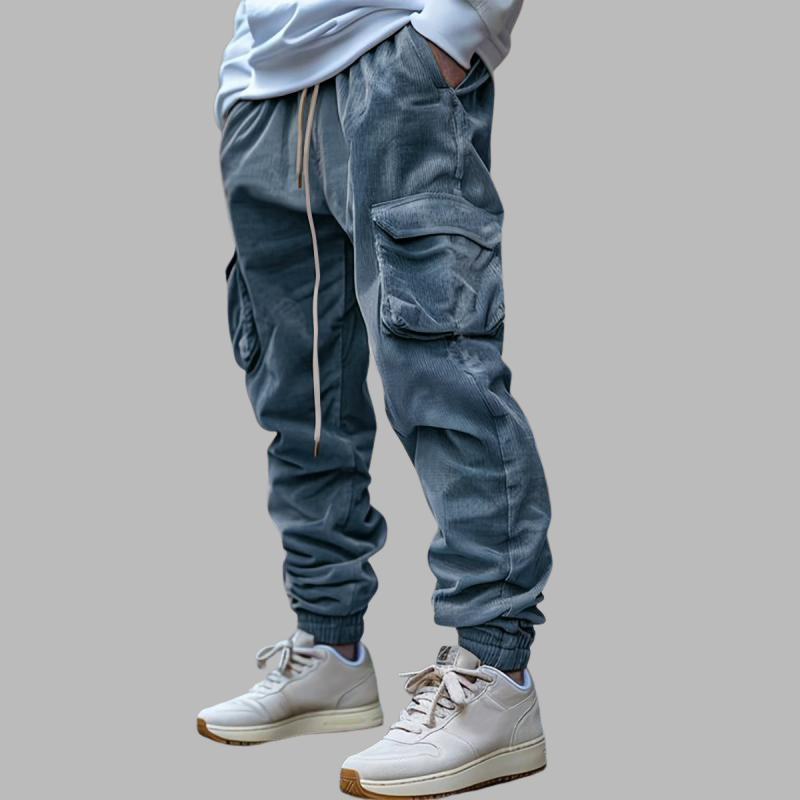 Herren-Cargohose aus Cord – Relaxed Fit mit elastischem Bund und praktischen Taschen